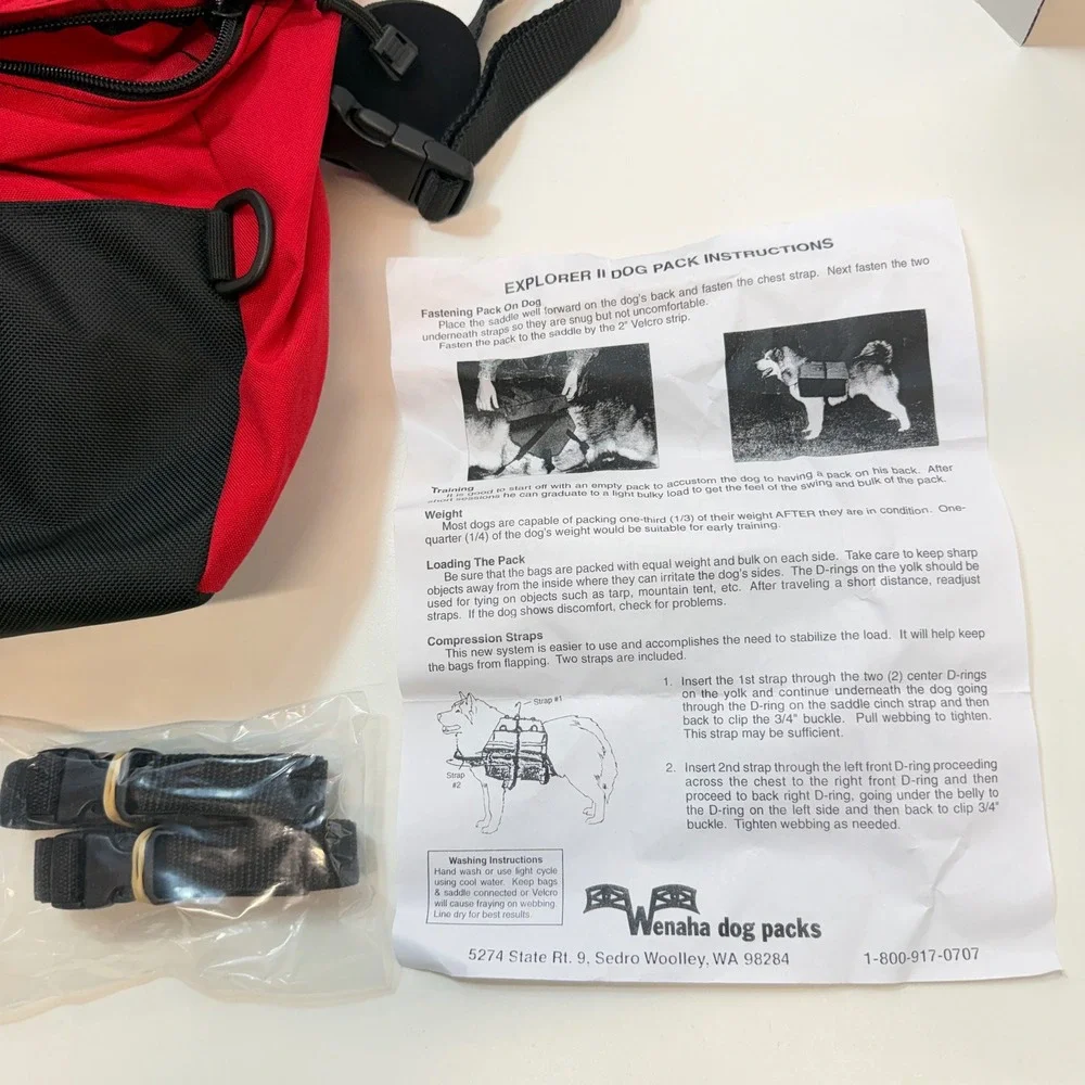 Wenaha Explorer II Dog Pack Large Red Black Hiking Backpack Saddlebag USA